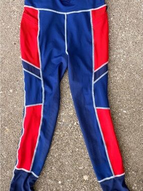 Women's Colorblock Performance Leggings - Blue & Red